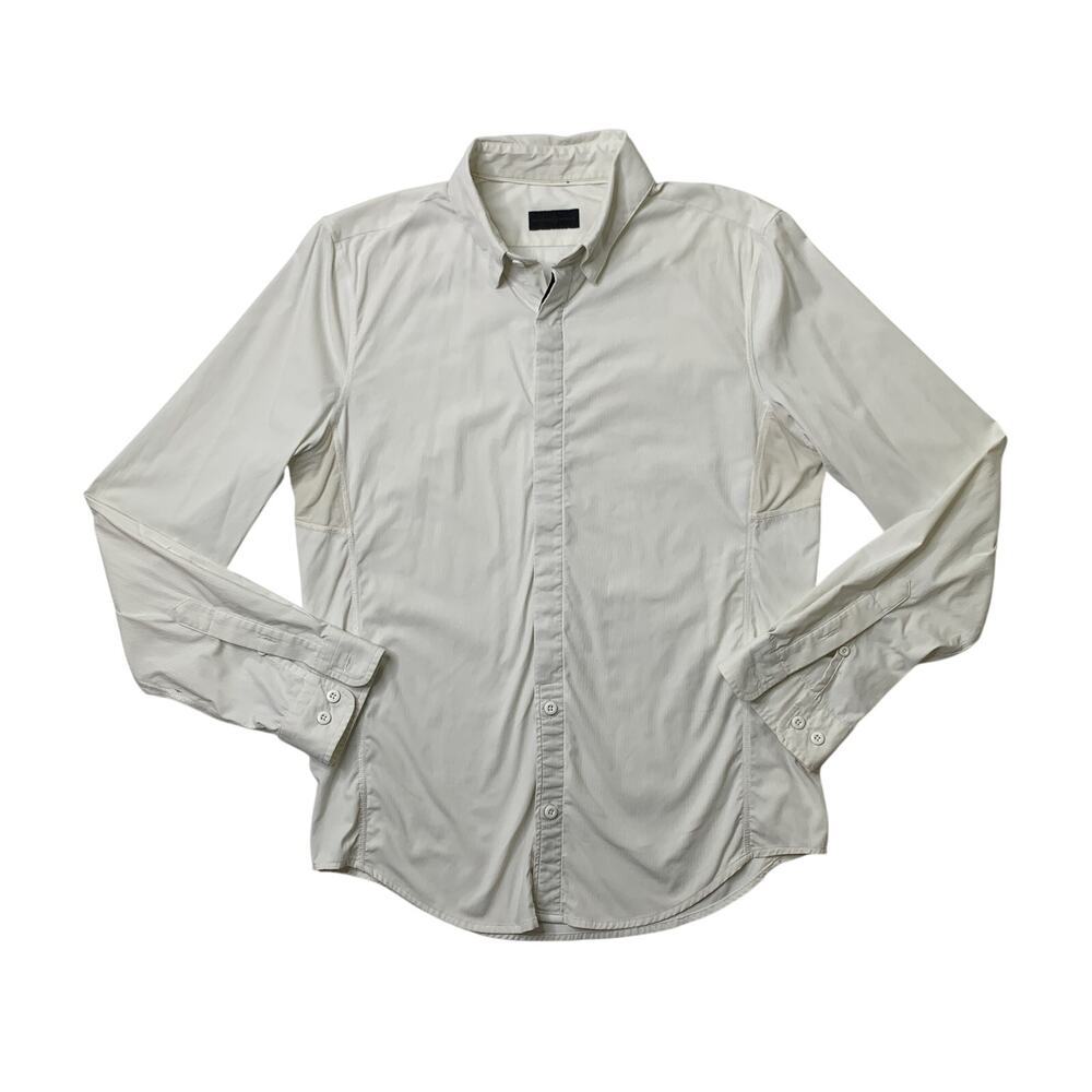 Lululemon Shirt Mens M Medium Ivory Long Sleeve Button Up Collared Dress
